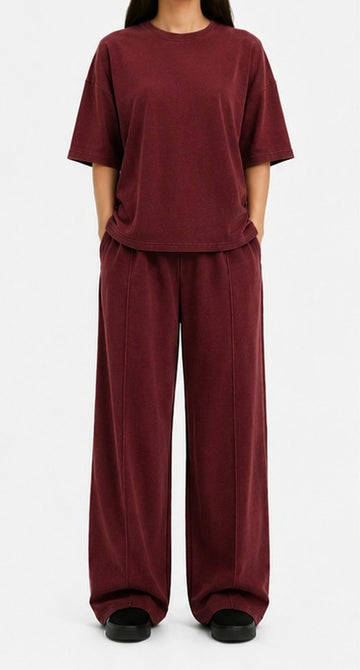 Co-Ord Set Premium Interlock - Maroon